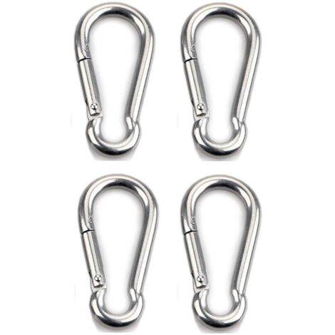 4pcs Mousqueton de Fixation pour Charges Lourdes Sports Chiens de Serrure Hamac Balançoire en Acier Inoxydable 304