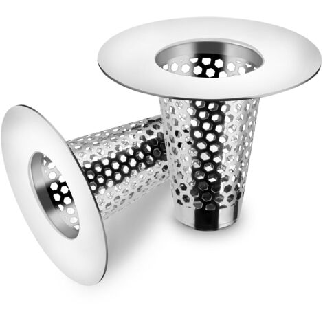 2 Pièces crépine d'évier conique，Attrape Cheveux Douche，Crépine de Vidange de Baignoire，Filtre de vidange en acier inoxydable 304，Convient aux siphons de sol de cuisine et de salle de bain（ 30mm-40mm）