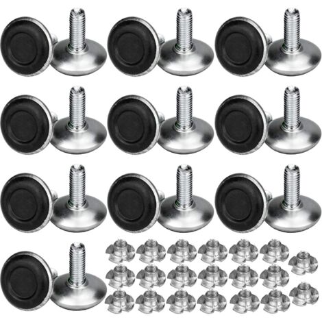 Aougo – Pack de 20 pieds vérins réglables pour meubles – T-écrou M8x20x30mm – Support de nivellement pour chaises et tables – Installation facile (1/5)