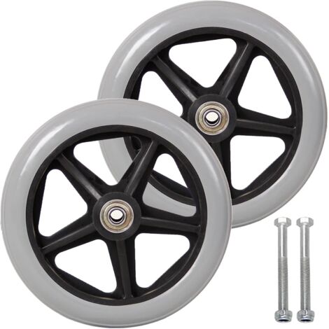Beijiyi – Roues de remplacement 7 pouces pour fauteuil roulant – Pneu solide antidérapant – Capacité 120 kg – Lot de 2 – Compatible véhicules médicaux
