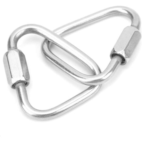 2 Pcs Mousqueton Verrouillage à vis, mousquetons d'escalade en Acier Inoxydable écrou Hexagonal Connexion Triangulaire à maillon Rapide chaîne Mousqueton Clip avec Verrouillage à vis(Diameter 4mm)