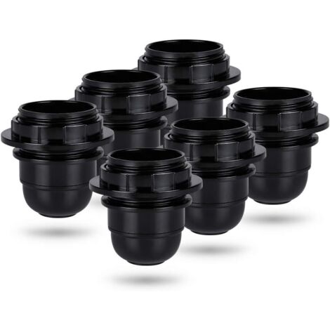 Beijiyi – Douille pour ampoule E27 noire – Lot de 6 douilles en plastique – Puissance 60W – Filetage M10x1 pour luminaires variés