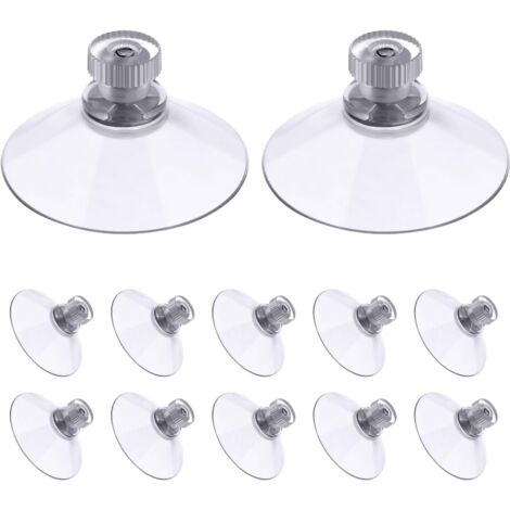 Ventouse a visser, 12 Pièces 50mm Ventouses Transparentes avec Filetage, Extra Fortes PVC Plastique Suspension Rideau Isolant Ventouse pour Camping Car, Fenêtre, Salle de Bain, Van