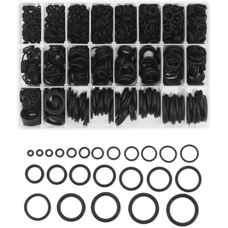 Beijiyi – Kit de joints toriques en caoutchouc nitrile 1200 pcs – 24 tailles – Résistants à l'huile et à la chaleur – Pour applications hydrauliques