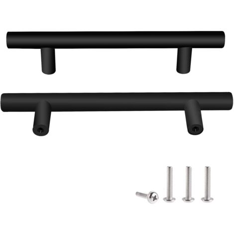 2 Unités En Noir acier inoxydable Boutons De Porte Tirer La Poignée De Meubles avec Vis pour Tiroir Meuble Cuisine Cuisine Home Decorating, Trou à Trou Centre Distance 128 mm