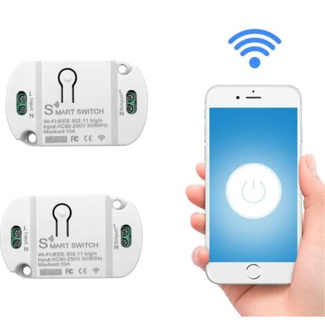 Commutateur WiFi Tuya intelligent Interrupteur d'éclairage,Interrupteur Connecté WiFi,10A DIY Interrupteur Intelligent Compatible avec Alexa, Google Home(2 pack)