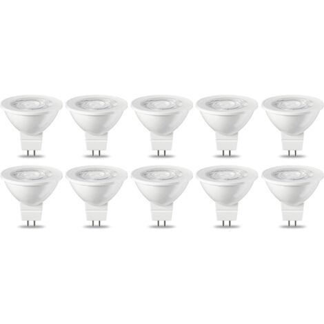 Lot de 10 ampoules LED GU5.3 MR16 5 W Blanc chaud non dimmable, 220 V [Classe énergétique G]