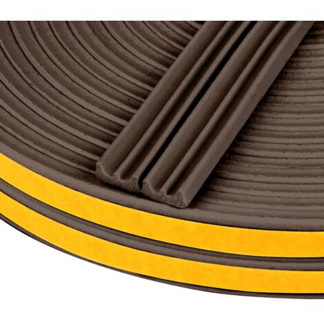 joint de porte profil en E, Autocollante Joint d'Étanchéité Porte, Joint Fenetre Isolation avec Forte Adhérence, Isoler du Bruit, Anti-collision et Anti-intempéries, (Brun 10M)