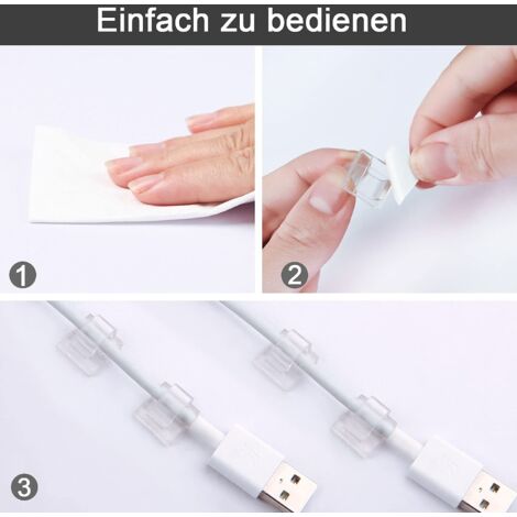 50 Clips Adhésifs Pour Rangement De Câbles - Attaches Autocollantes Transparentes Pour Organiser Fils électriques Au Bureau, Derrière La TV, Etc.