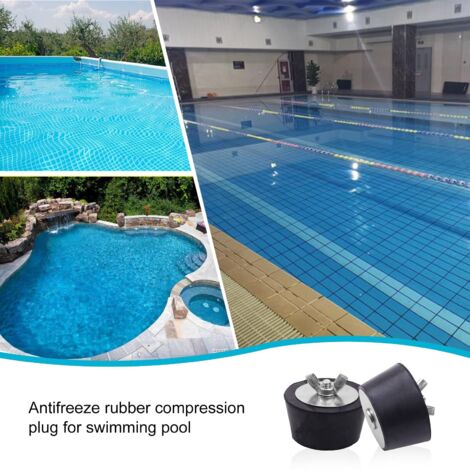 Kit Bouchons D'hivernage Piscine GOEDCH - 4 Bouchons étanches Avec Joints Et écrous Papillon Inox, Protection Gel Tuyaux