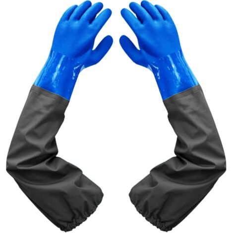 Beijiyi – Gants en caoutchouc étanches 26 pouces – Doublure floquante – Poignets élastiques – Pour nettoyage industriel et agriculture