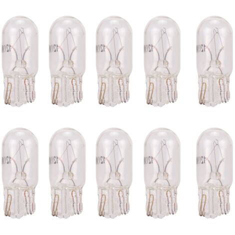 10pcs Blanc T10 Ampoules LED, 5W Plaque D'Immatriculation Light, Feux de Positionnement Latéraux Plaque D'immatriculation DC 12V, Pour Voiture Intérieur Dôme Camion Lumières Licence