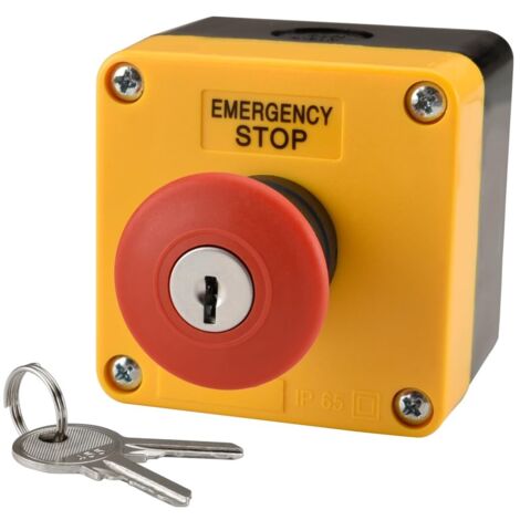 Interrupteur d'arrêt d'urgence résistant aux intempéries, panneau rouge, bouton poussoir, 660V, 10A, avec boîte et clé