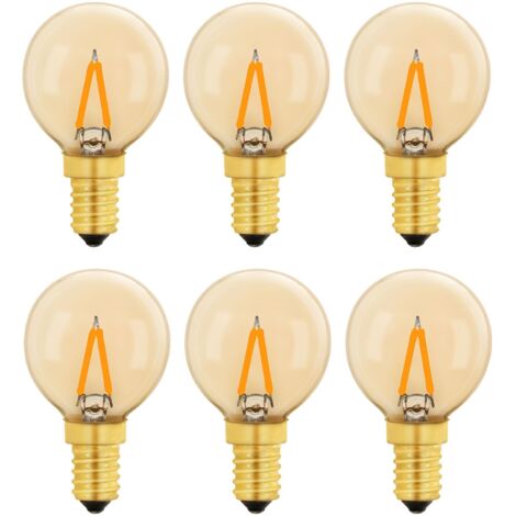 G40 Vintage Mini Ampoule E14 LED 1W, Ambre Edison Ampoule E14 de Remplacement 10W pour Lumières Décoratives, Blanc Chaud 2200K, Non Dimmable, Lot de 6