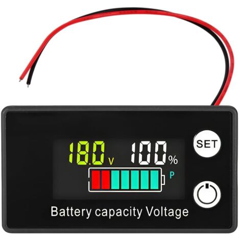 Testeur de Piles, DC 12V 24V 36V 48V 72V Compteur Batterie Alarme Température, Testeur de Batterie, Jauge de Carburant de Batterie au Plomb, Moniteur D'indicateur de Batterie au Lithiumion