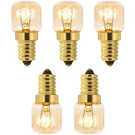 Lot de 5 Ampoule à Sel 15W E14 T22, Incandescence Blanc Chaud 2700K, 80LM, AC 230V, Ampoule Four 15w 300°, Pour Four, Frigo, Lampe de Sel, Fours Grill