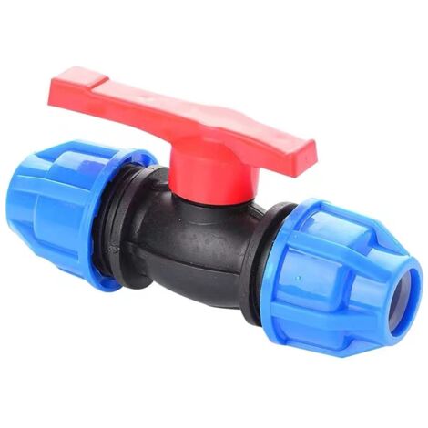Vanne ŕ Boisseau sphérique en polyéthylčne, 20 mm Manchon de Compression Pression nominale 16 Bar ŕ 20 °C Uniquement pour systčmes d'eau Froide Convient