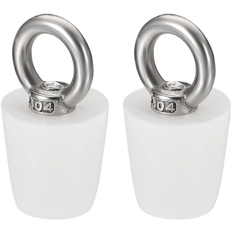 Bouchon Conique Bouchon en Caoutchouc de Silicone 19mm à 26mm Bouchon de Baignoire Solide avec Anneau pour Tubes à Essai, Conduite d'Eau, Trou de Drainage, Blanc 2 Pièces