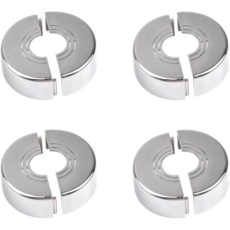 Beijiyi – Cache tuyau radiateur 4 pièces – Rosace détachable en ABS argent – Diamètre trou réglable – Décoration pour robinets et radiateurs