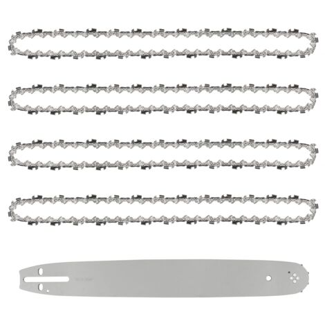 Guide de 40cm avce 4 Chaînes de Tronçonneuses, 57 Maillons / Entraineurs, Pas de 3/8", Jauge 0,05" (1,3 mm)