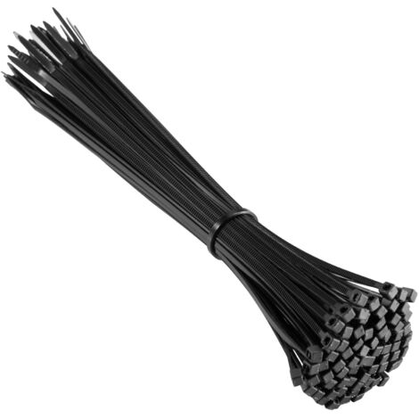 300 pièces d'attaches de câble professionnelles, Collier de Serrage 200 mm x 2,5 mm, Attache Câble, Serre Câbles Rilsan Nylon, Résistante à la température, Couleur Noire