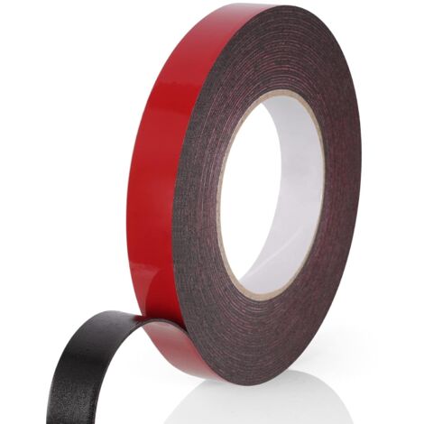 Scotch Double Face Extra Fort, 1 Rouleau (20MM10M) Noir Mousse PE Film Rouge Imperméable et ultra Résistant aux Hautes Températures Ruban de montage pour Voiture Fixation Maison et Bureau