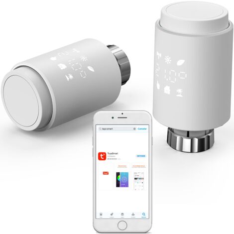 Beijiyi – Tête thermostatique connectée programmable – Compatible Alexa et Google Assistant – Vanne thermostatique pour radiateurs à eau chaude – Économie d'énergie