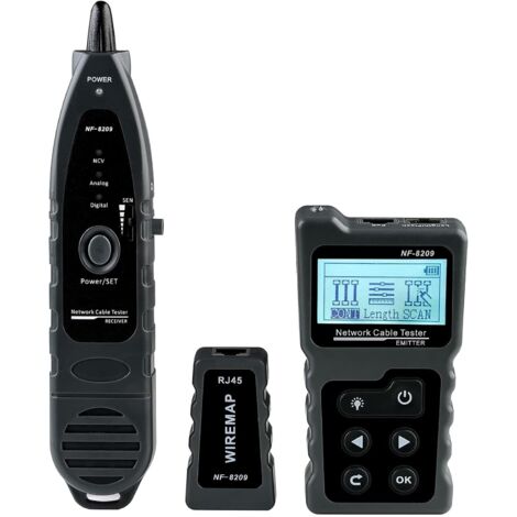Testeur de câble avec traqueur de fil PoE multifonction pour câble réseau NF-8209 avec contrôle de câble LAN sans contact pour Cat5 Cat6 Tracker Underground Telephone Finder Outil