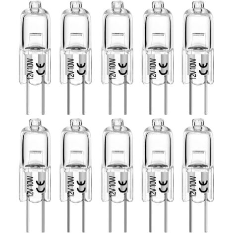Ampoules halogènes G4 10W 12V T3 JC Type 2 broches de remplacement de base pour paysage sous armoire Puck Light Track Lighting Dimmable (10 Pack)