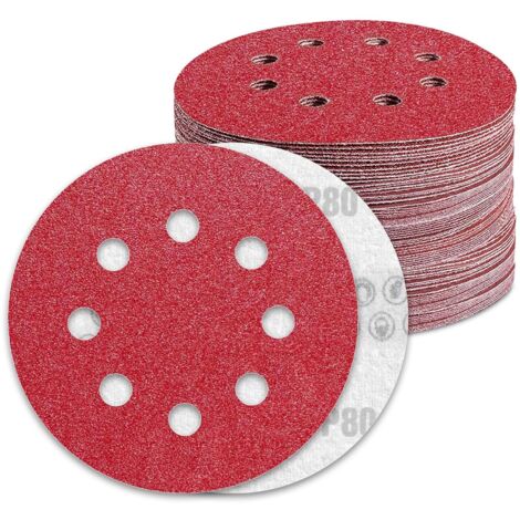 Beijiyi – Disque abrasif 125mm grain 80 – Lot de 90 disques perforés – Pour ponceuse excentrique – Oxyde d'aluminium durable