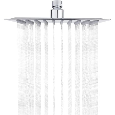 Tete de Douche Inox - Economie d'Eau, Pommeau de Douche Carré 20CM, Pluie Universelle Filetage 1/2 Pouce, Rotatif 360°, Inclinable 30°, Facile à Installer et à Nettoyer