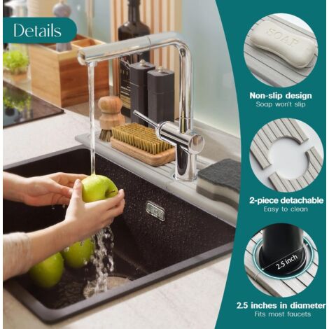 Tapis De Robinet Évier 61cm Pierre Diatomite - Séchage Rapide, Absorbant, Anti-Éclaboussures Cuisine Et Salle De Bain