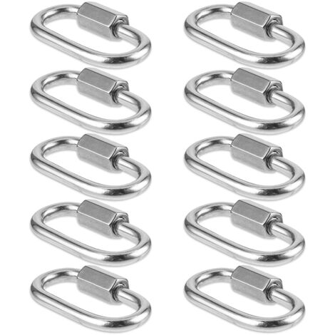Lot de 10 petits mousquetons robustes en acier inoxydable 304 M3.5 avec vis pour camping, randonnée, hamac