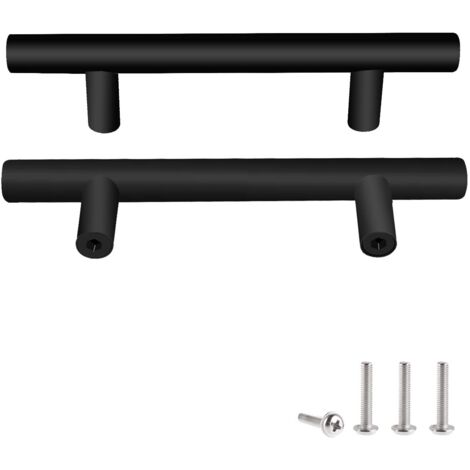 2 Unités En Noir acier inoxydable Boutons De Porte Tirer La Poignée De Meubles avec Vis pour Tiroir Meuble Cuisine Cuisine Home Decorating, Trou à Trou Centre Distance 96 mm