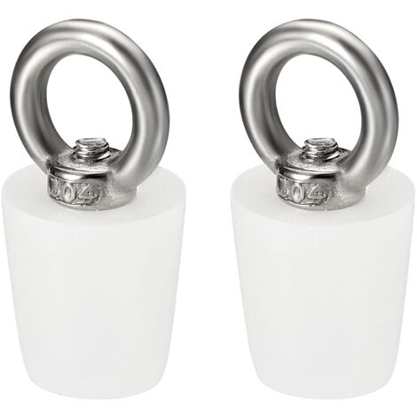 Bouchon Conique Bouchon en Caoutchouc de Silicone 17mm à 23mm Bouchon de Baignoire Solide avec Anneau pour Tubes à Essai, Conduite d'Eau, Trou de Drainage, Blanc 2 Pièces