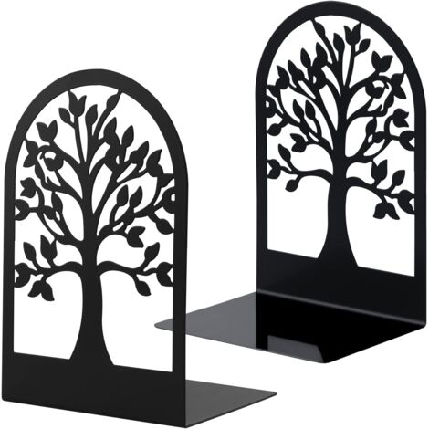 Osqi – Serre-livre en métal robuste – Anti-rayures avec coussinets antidérapants – Design élégant en forme d'arbre – Pour bureau et maison