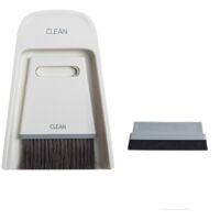 Ensemble de pelle à poussière de balai, balais de poussière Table de bureau Mini balai de nettoyage de pelle à poussière brosse de nettoyage essuyage outils de nettoyage(Gris Blanc)-LIAIKI