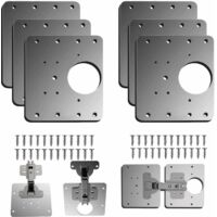 6 Pièces Plaque Reparation Charniere Porte d'armoire, plaque de réparation de charnière de porte de placard de cuisine avec trou, supports de fixation plats en acier inoxydable avec vis (6)