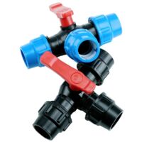 Beijiyi – Raccord rapide 3 voies en polyéthylène 32 mm – Valve intégrée – Résistant à la pression jusqu'à 0,6 MPa – Pour espaces verts et jardinage