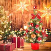 Sapin De Noël Artificiel Mini 40cm Avec Décorations Et Guirlande LED - Décoration De Table, Appartement - Prêt à Utiliser - 8