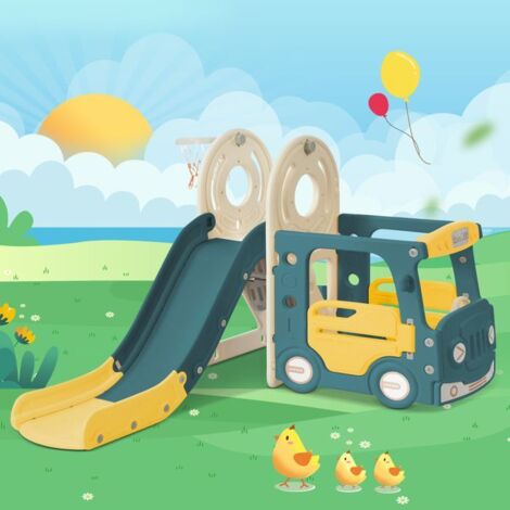 Toboggan pour enfants | Pliable | Panier et ballon | Marches