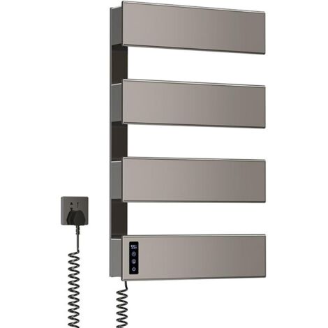 Porte-serviettes Chauffant Mural WOHO 12 Barres - Noir Aluminium, Sans Perçage