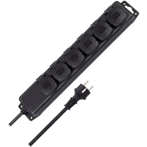 Brennenstuhl Steckdosenverteiler IP44 6-fach, Steckdosenleiste, 2m Kabel, schwarz (1/5)