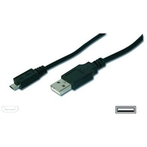 Digitus USB-Kabel USB 2.0 USB-A Stecker, USB-Micro-B Stecker 1.80 m Schwarz AK-300127-018-S (1/3)