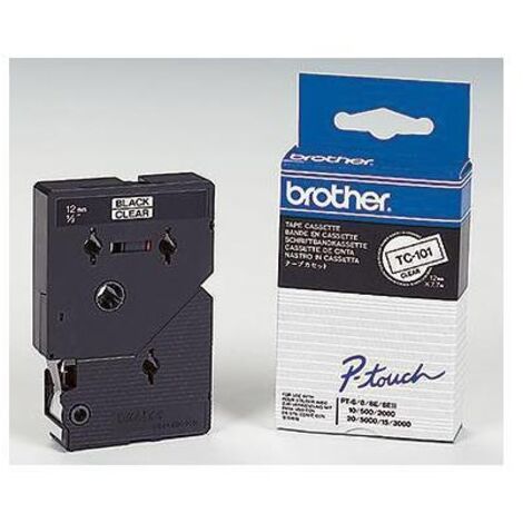 Schriftbandkassette P-touch TC-101 12 mm x 7,7 m (B x L) farblos schwarz (1/4)