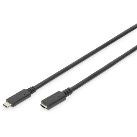 Digitus USB-Kabel  USB 2.0 USB-C® Stecker, USB-C® Buchse 2.00 m Schwarz Flexibel, Folienschirm, Gefl (1/5)