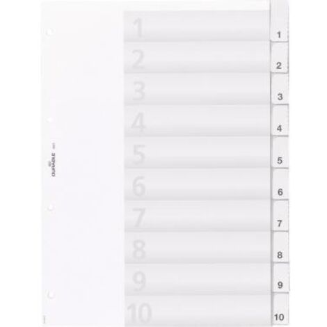Ordnerregister DIN A4 1-10 blanko Kunststoff transparent 10 Registerblätter (1/4)