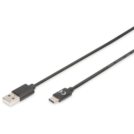 Digitus USB-Kabel  USB 2.0 USB-C® Stecker, USB-A Stecker 1.80 m Schwarz Geschirmt AK-300154-018-S (1/5)