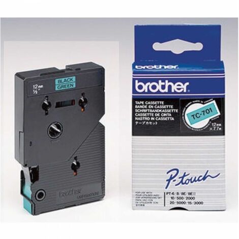 Schriftbandkassette P-touch TC-701 12 mm x 7,7 m (B x L) grün schwarz (1/5)