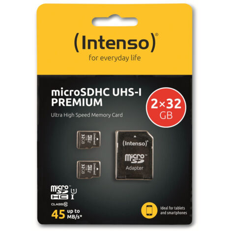 INTENSO Micro SDHX-Card 3423482, 2x 32 GB, Class 10 (1/2)
